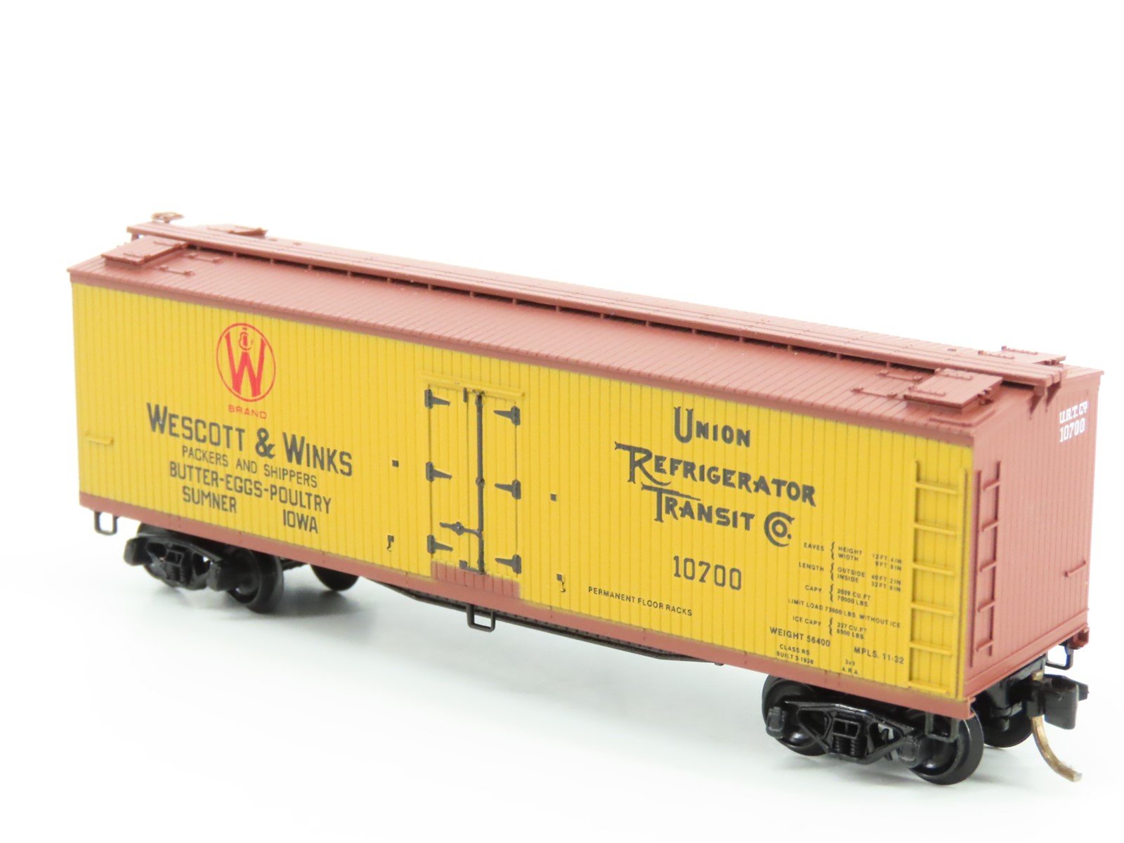 N Scale Micro-Trains MTL 49380 URTC Wescott & Winks 40' Wood Reefer #10700