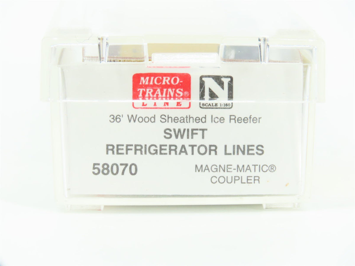 N Scale Micro-Trains MTL 58070 SRL Swift&#39;s Premium Hams 36&#39; Wood Reefer #10000