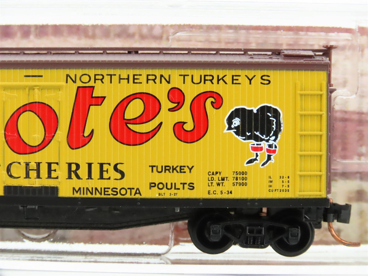 N Scale Micro-Trains MTL 04900620 QREX Boote&#39;s Hatcheries 40&#39; Wood Reefer #90534