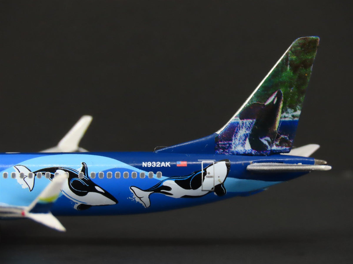 1:400 AeroClassics BBX41637 Die-Cast Alaska &quot;Orca&quot; Boeing 737MAX Airliner N932AK