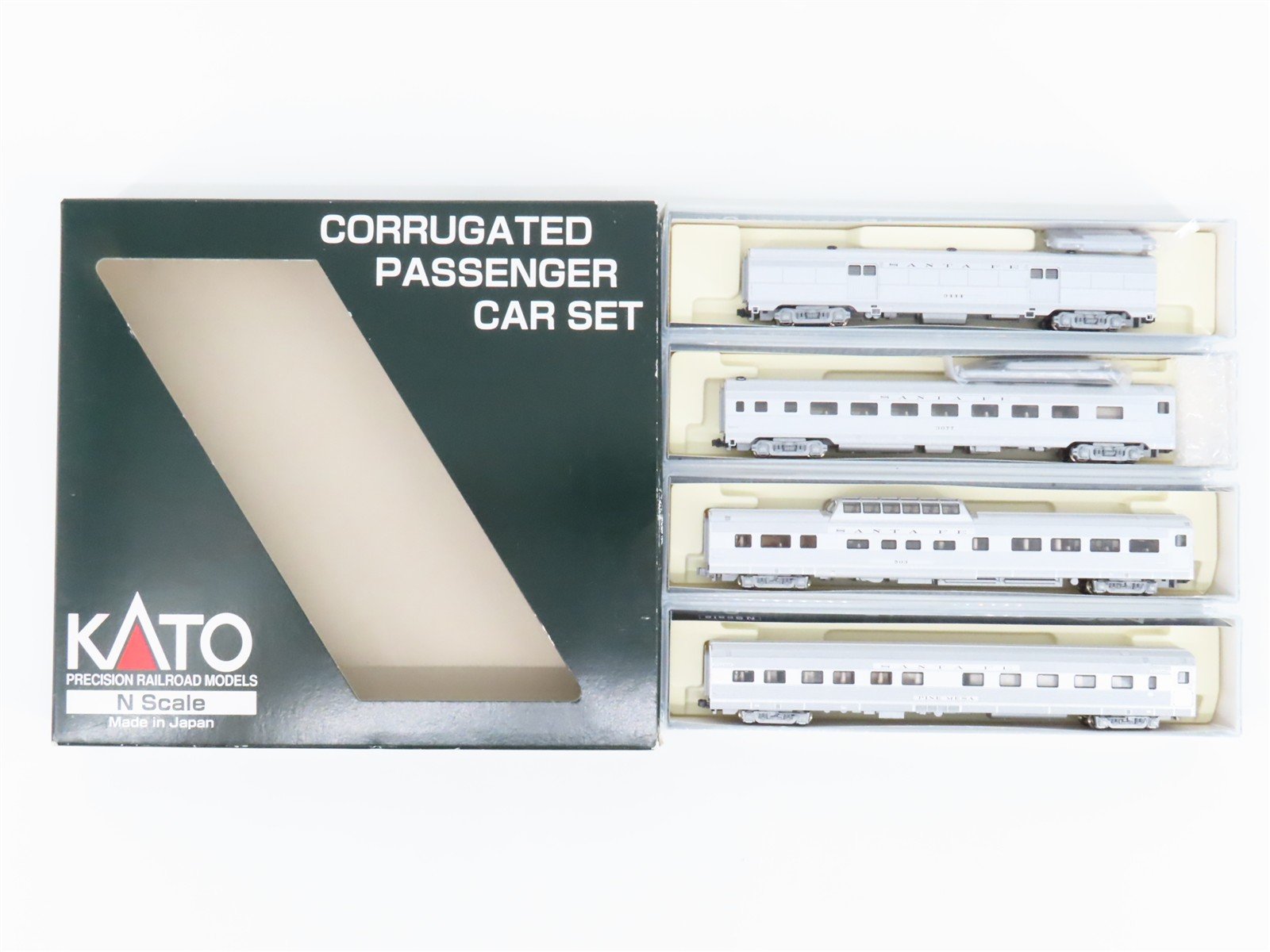 N Scale KATO 106-1603 ATSF Santa Fe Corrugated Passenger 4-Car Set B w/ Lighting