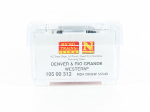 N Scale Micro-Trains MTL 10500312 D&RGW Rio Grande Railroad 50' Gondola #55549