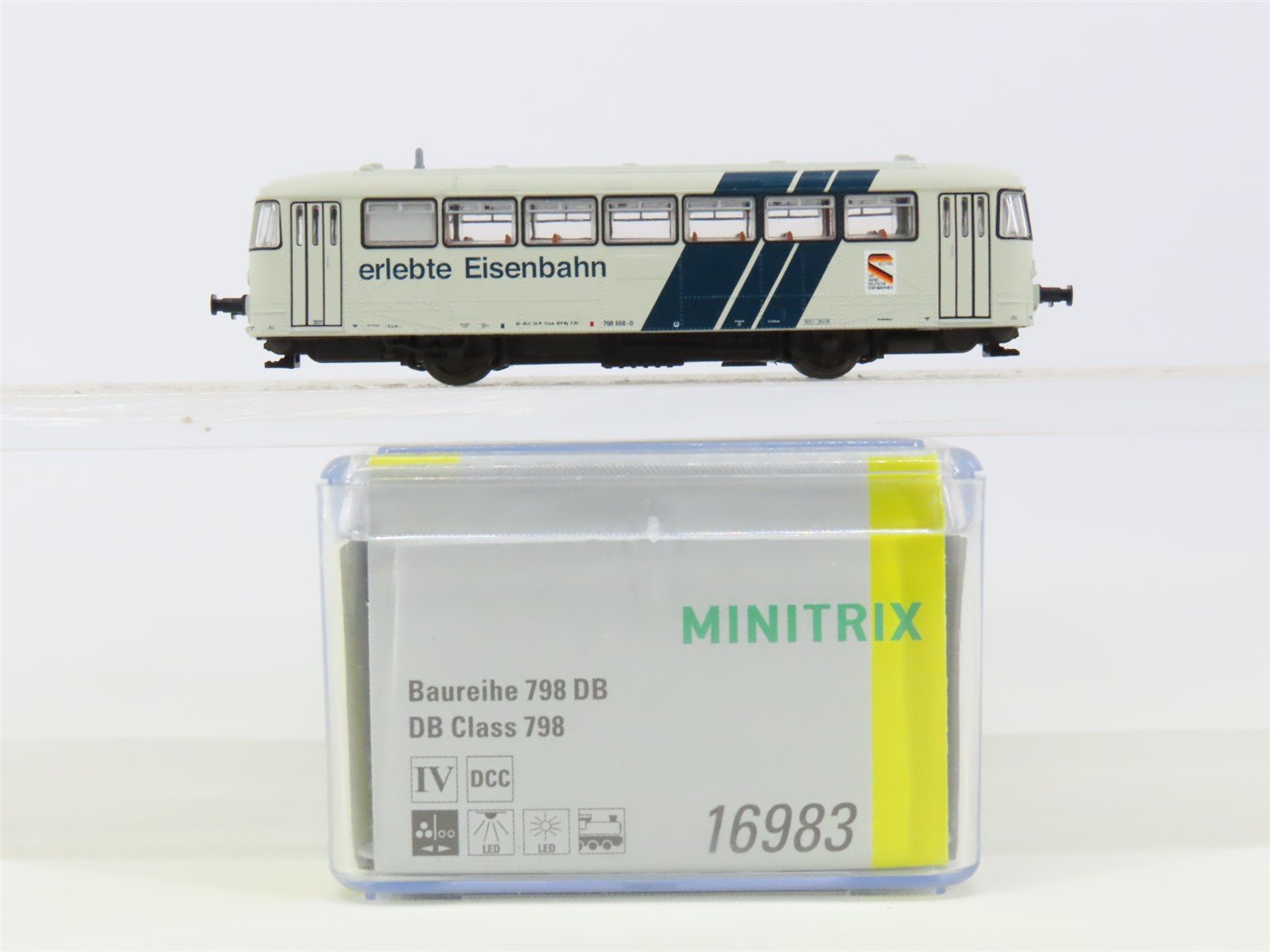 N Minitrix 16983 DB-AG "Erlebte Eisenbahn" Era VI BR 798 Diesel Rail Bus w/ DCC