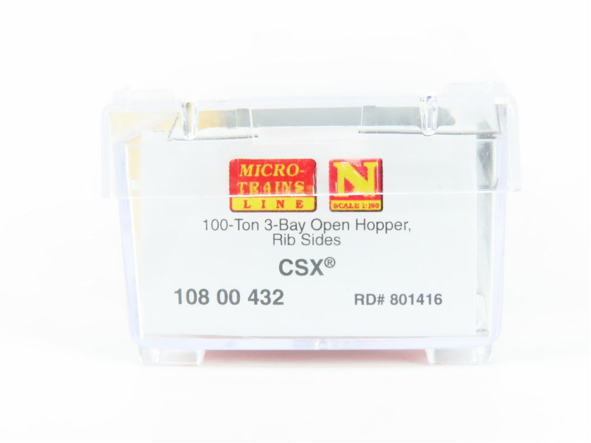 N Scale Micro-Trains MTL 10800432 CSXT Railroad 3-Bay Covered Hopper #801416