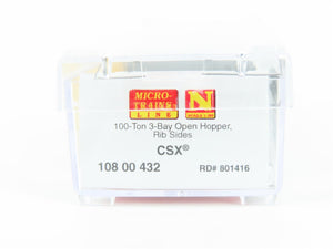 N Scale Micro-Trains MTL 10800432 CSXT Railroad 3-Bay Covered Hopper #801416