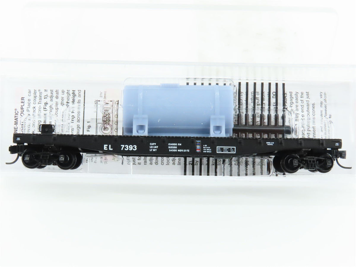 N Scale Micro-Trains MTL 04500540 EL Erie Lackawanna 50&#39; Flat Car #7393 w/ Load
