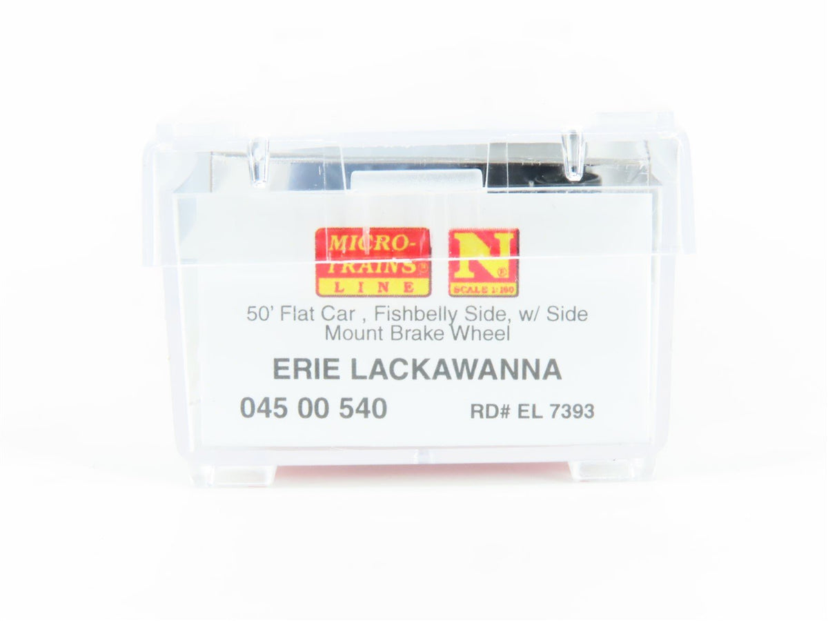 N Scale Micro-Trains MTL 04500540 EL Erie Lackawanna 50&#39; Flat Car #7393 w/ Load