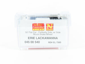 N Scale Micro-Trains MTL 04500540 EL Erie Lackawanna 50' Flat Car #7393 w/ Load