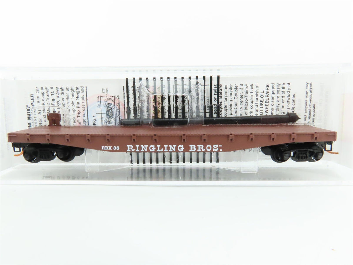 N Scale Micro-Trains MTL 04500394 RBX Ringling Brothers 50&#39; Flat Car #38