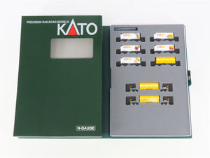 N Kato 10-1731 RhB Rhaetian Flat Cars 8-Unit Set w/ Mail & Reefer Containers