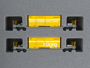 N Kato 10-1731 RhB Rhaetian Flat Cars 8-Unit Set w/ Mail & Reefer Containers