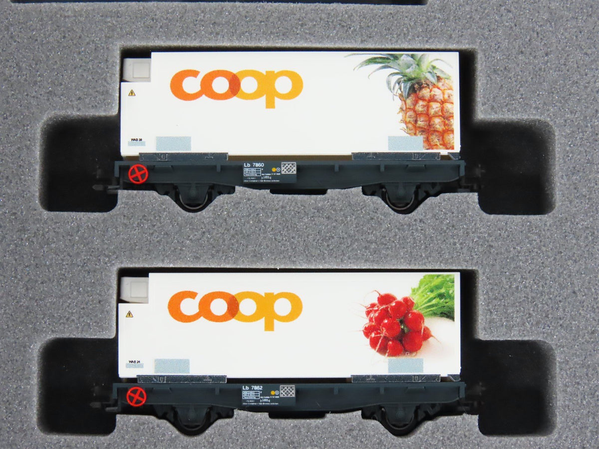 N Kato 10-1731 RhB Rhaetian Flat Cars 8-Unit Set w/ Mail &amp; Reefer Containers