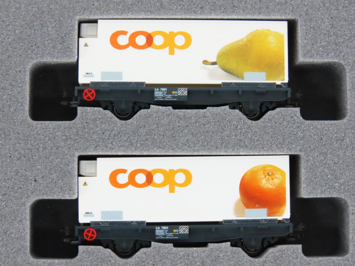 N Kato 10-1731 RhB Rhaetian Flat Cars 8-Unit Set w/ Mail &amp; Reefer Containers