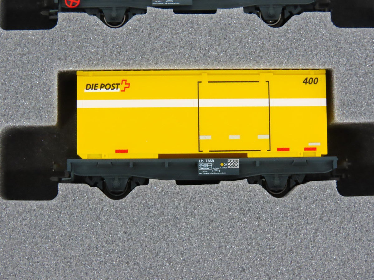 N Kato 10-1731 RhB Rhaetian Flat Cars 8-Unit Set w/ Mail &amp; Reefer Containers