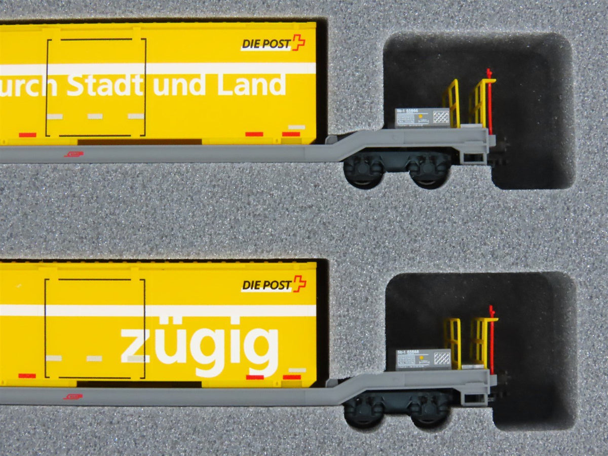 N Kato 10-1731 RhB Rhaetian Flat Cars 8-Unit Set w/ Mail &amp; Reefer Containers