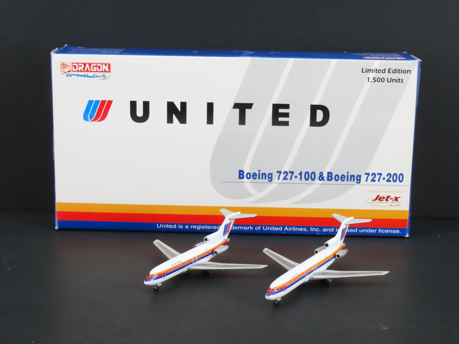 1:400 Dragon Wings JetX JX043 Die-Cast United B727-100/727-200 Airliner Set