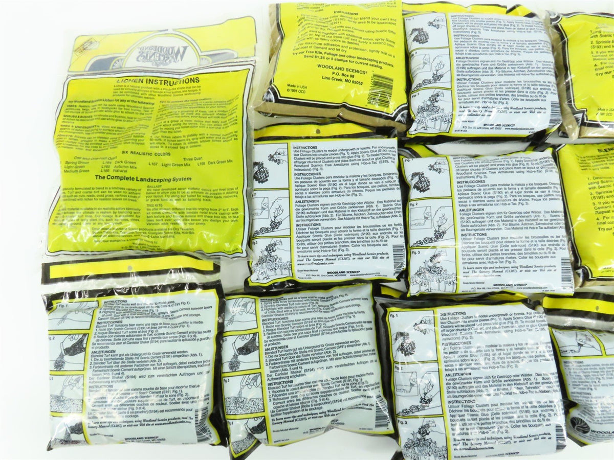 LOT of 11 Multi-Scale Woodland Scenics Assorted Foliage &amp; Turf Packs - Sealed