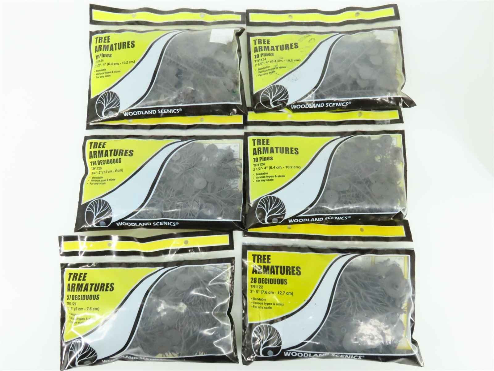 LOT of 6 Multi-Scale Woodland Scenics Tree Armature Packs - Sealed