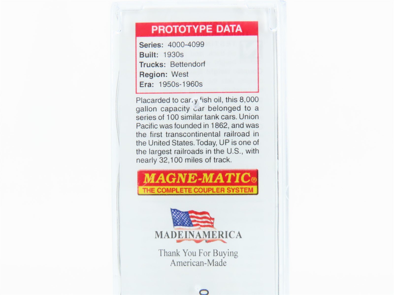 N Micro-Trains MTL 06500096 UP Union Pacific 39' Single Dome Tank Car #4053