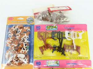 LOT of 8 HO Scale Atlas/Evemodel/Bachmann/Campbell Horses & Cows Packs - Sealed