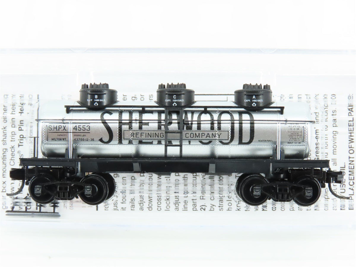 N Micro-Trains MTL 06600100 SHPX Sherwood Refining Company 3-Dome Tank Car #4553