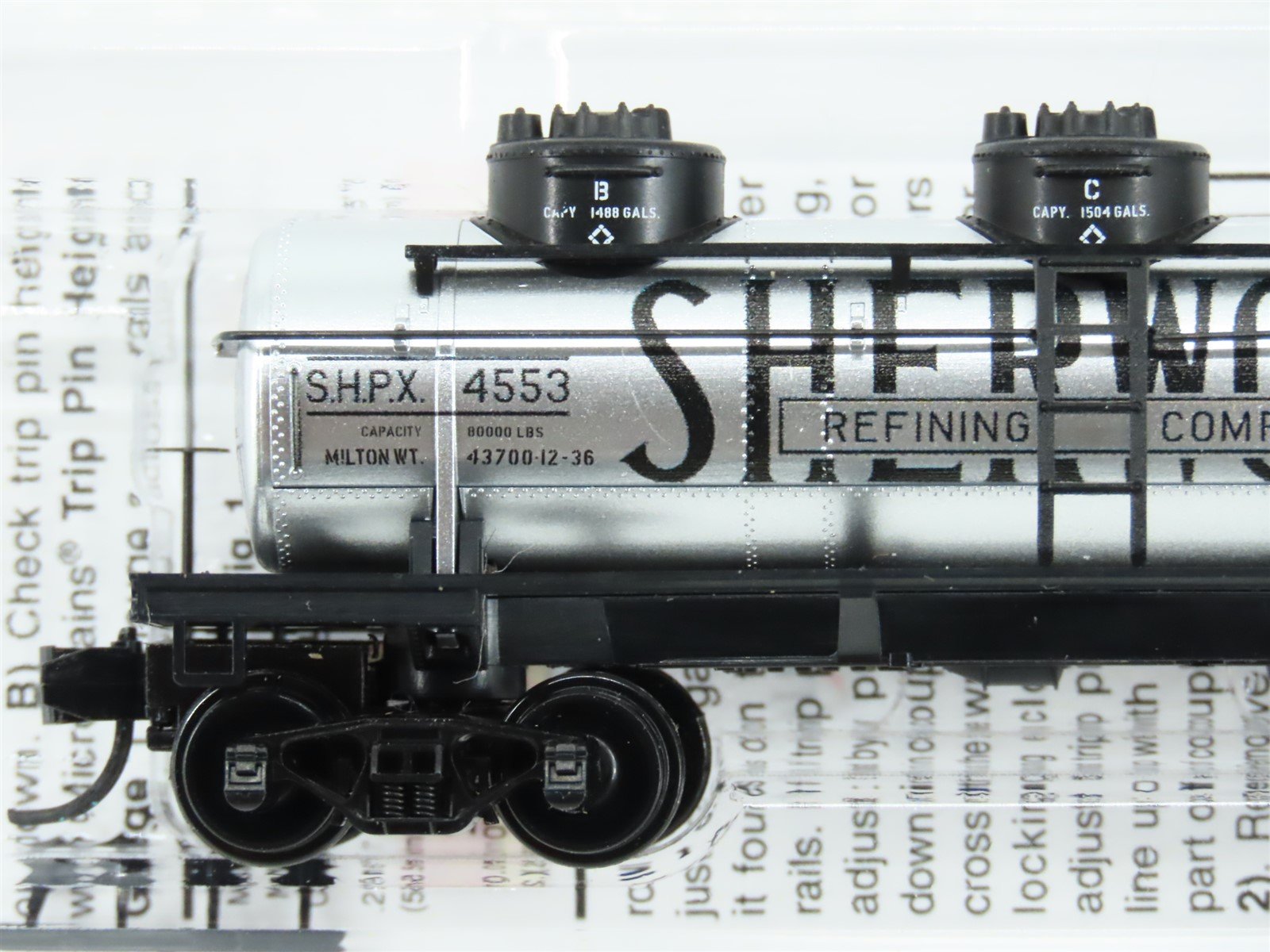 N Micro-Trains MTL 06600100 SHPX Sherwood Refining Company 3-Dome Tank Car #4553