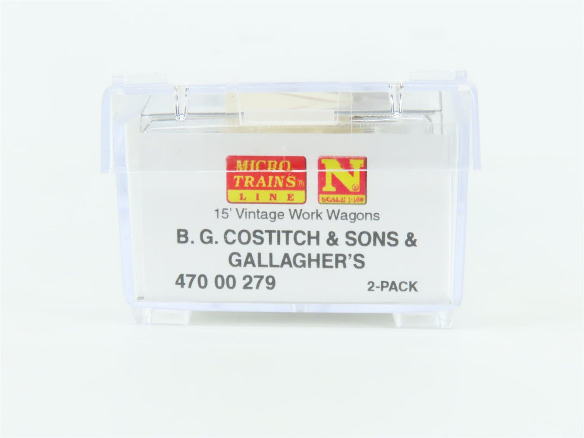 N Micro-Trains MTL 47000279 BG Costitch &amp; Sons &amp; Gallagher&#39;s 15&#39; Wagon 2-Pack