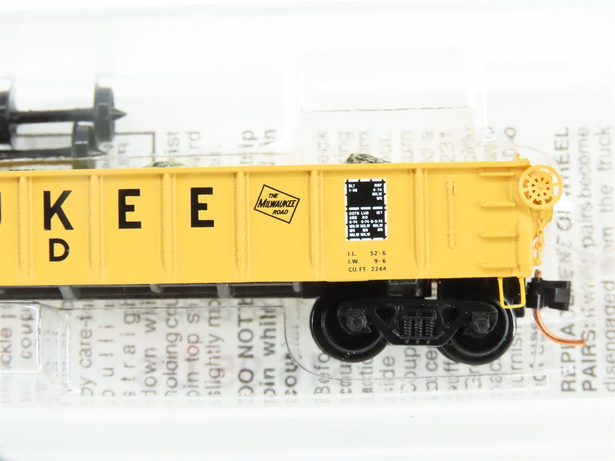 N Micro-Trains MTL 48110.1 MILW Milwaukee Road 50&#39; Gondola w/ Rock Load #81087