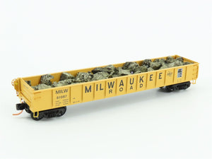 N Micro-Trains MTL 48110.1 MILW Milwaukee Road 50' Gondola w/ Rock Load #81087