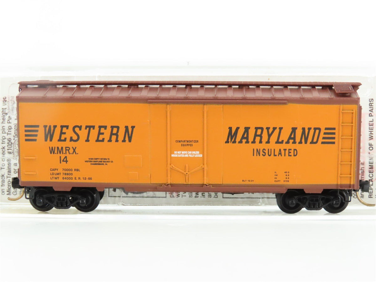 N Scale Micro-Trains MTL 21240 WMRX Western Maryland 40&#39; Plug Door Box Car #14