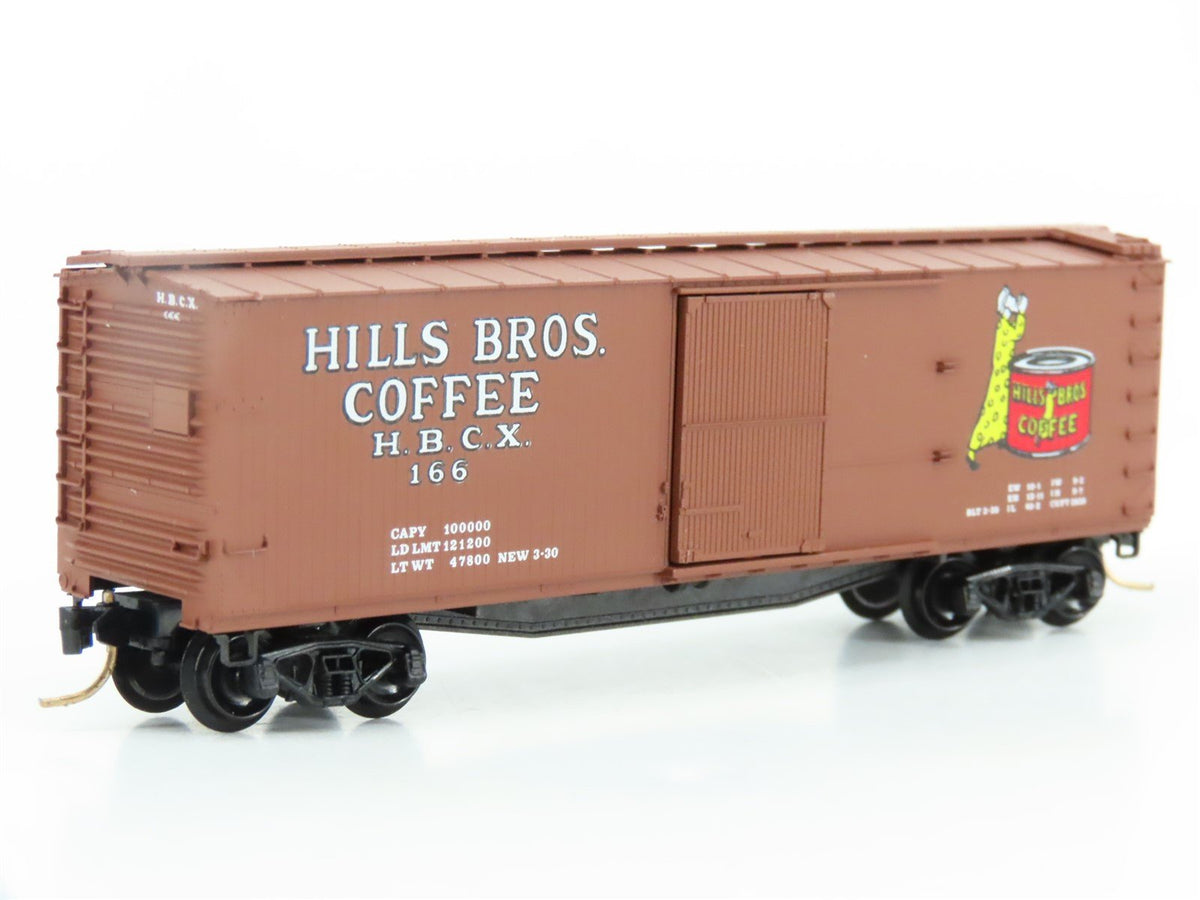 N Scale Micro-Trains MTL 42100 HBCX Hills Bros. Coffee 40&#39; Wood Box Car #166