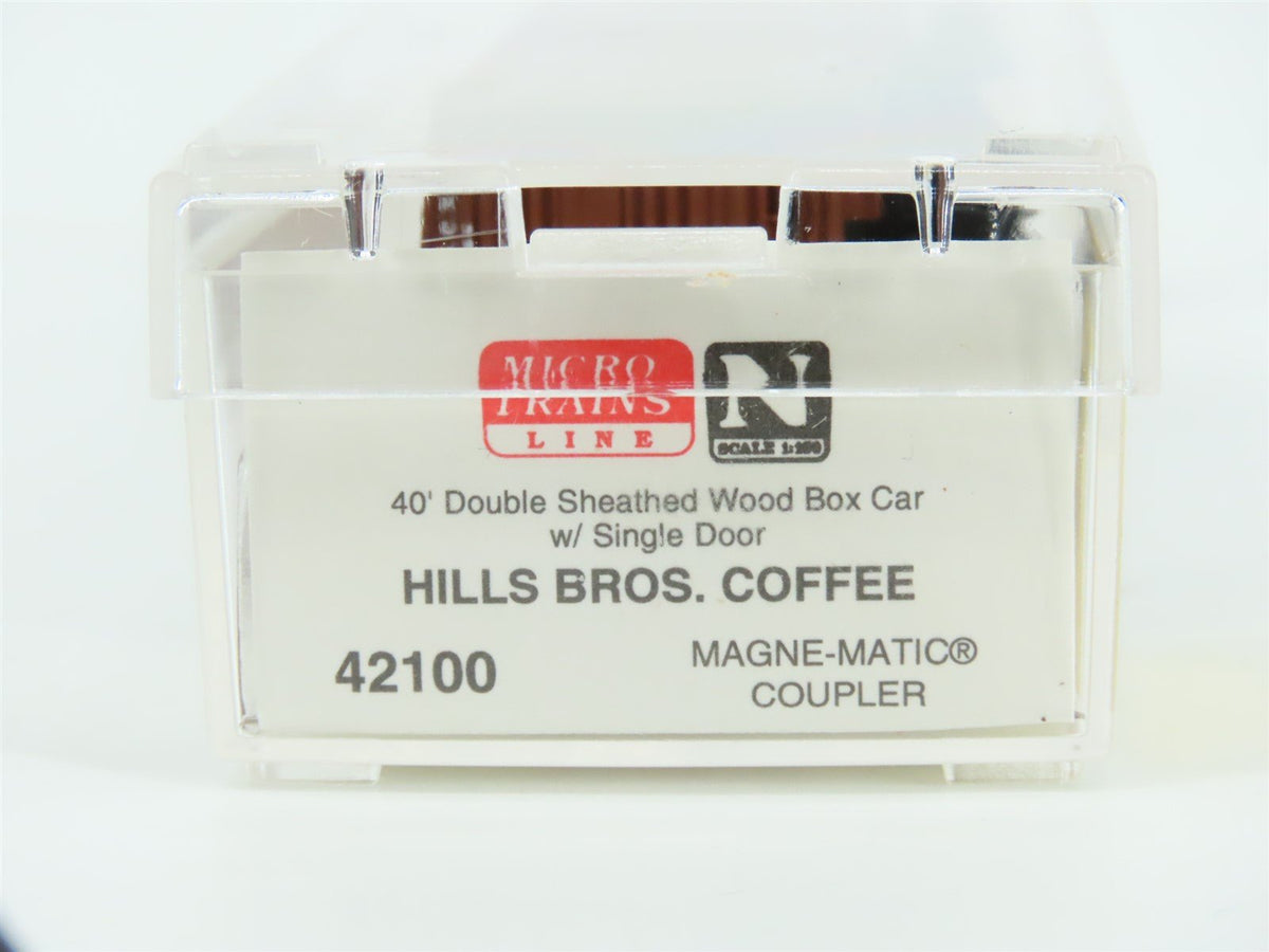 N Scale Micro-Trains MTL 42100 HBCX Hills Bros. Coffee 40&#39; Wood Box Car #166