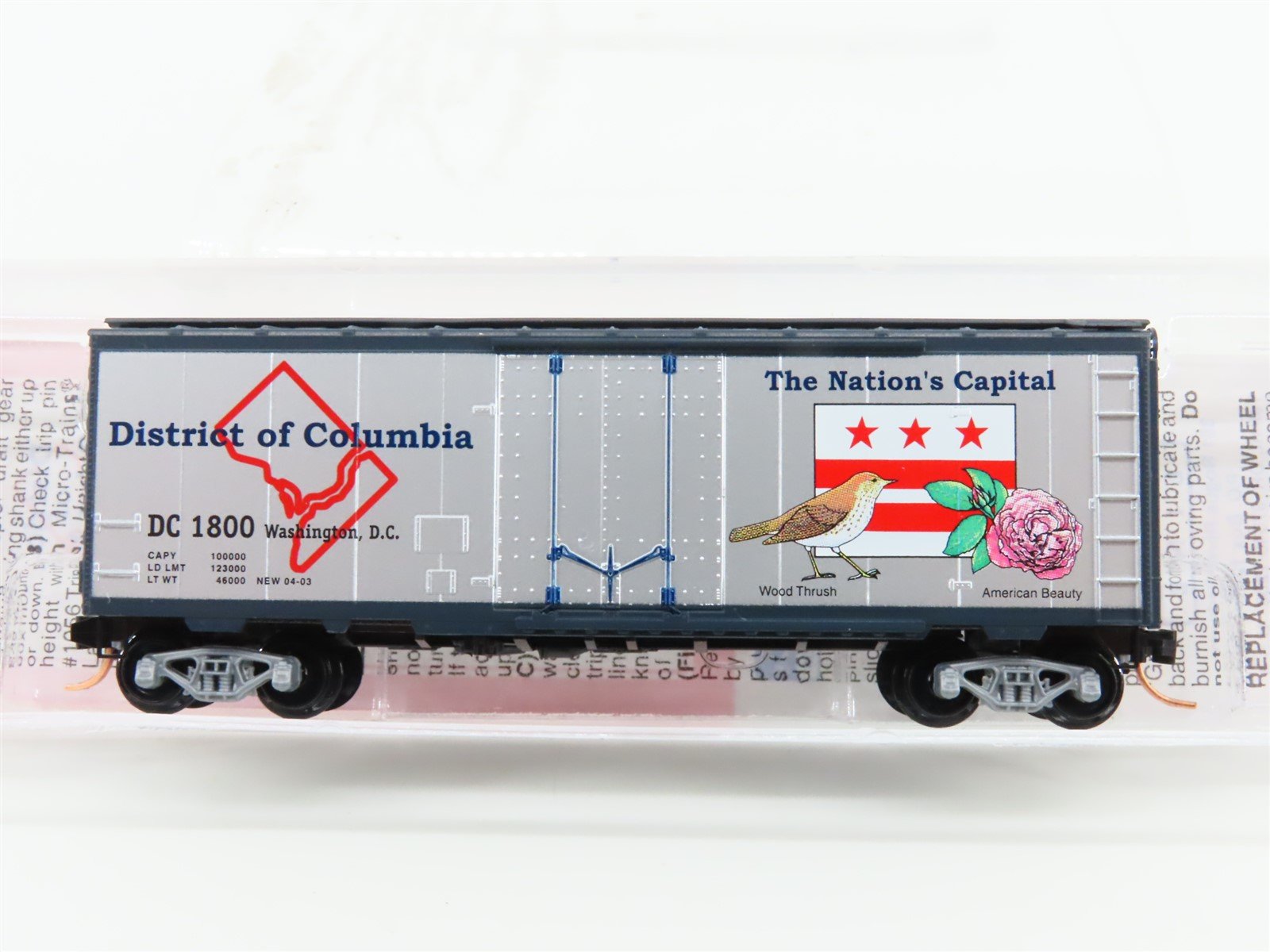 N Scale Micro-Trains MTL NSC 4-03 DC District of Columbia 40' Box Car #1800