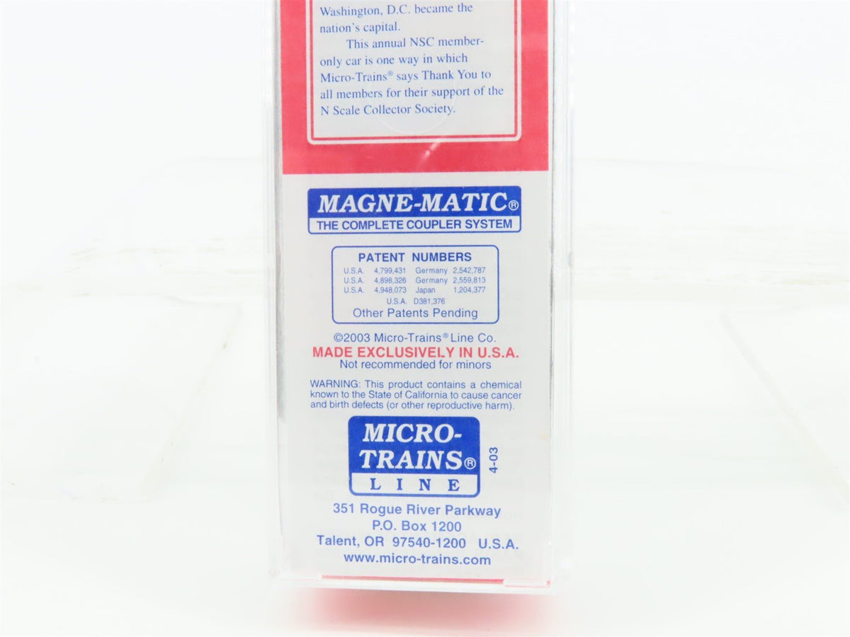 N Scale Micro-Trains MTL NSC 4-03 DC District of Columbia 40&#39; Box Car #1800
