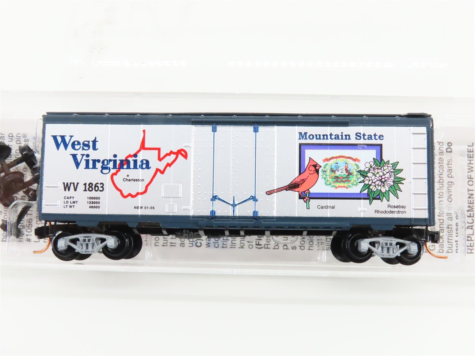 N Scale Micro-Trains MTL 02100386 WV West Virginia State 40' Box Car #1863