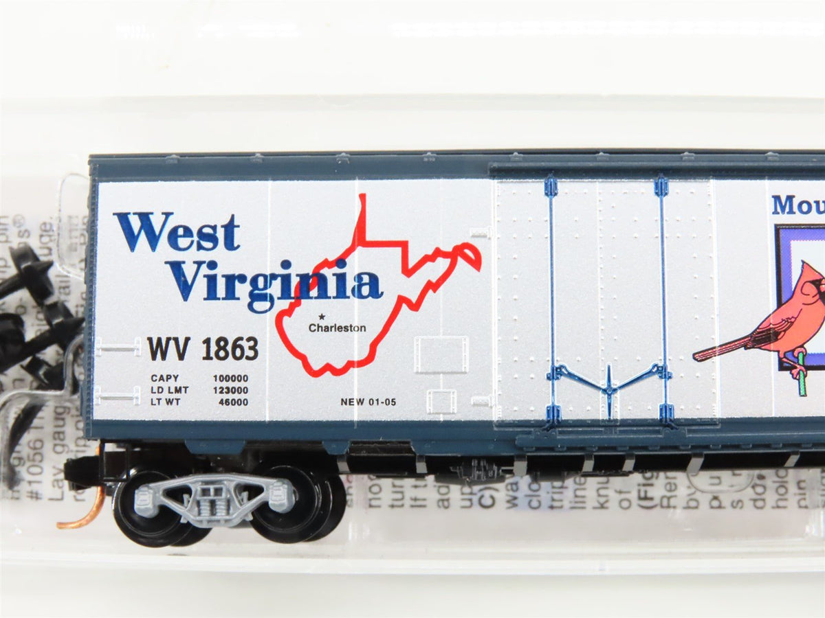 N Scale Micro-Trains MTL 02100386 WV West Virginia State 40&#39; Box Car #1863