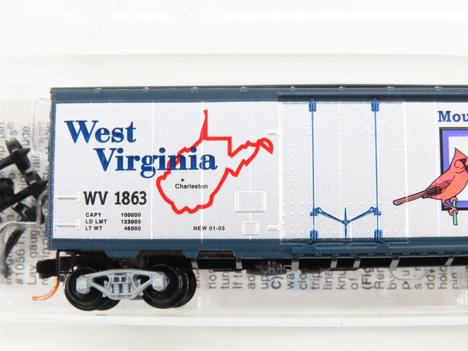 N Scale Micro-Trains MTL 02100386 WV West Virginia State 40' Box Car #1863