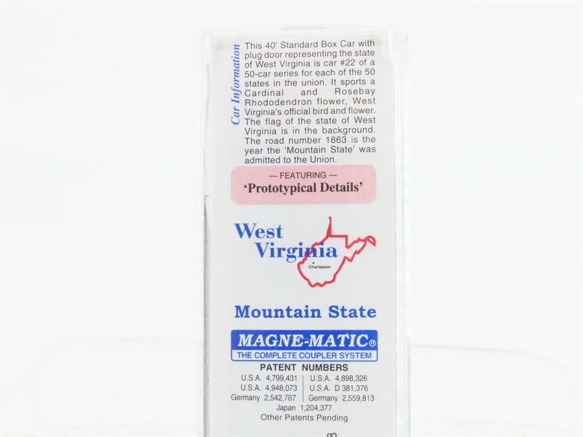 N Scale Micro-Trains MTL 02100386 WV West Virginia State 40&#39; Box Car #1863