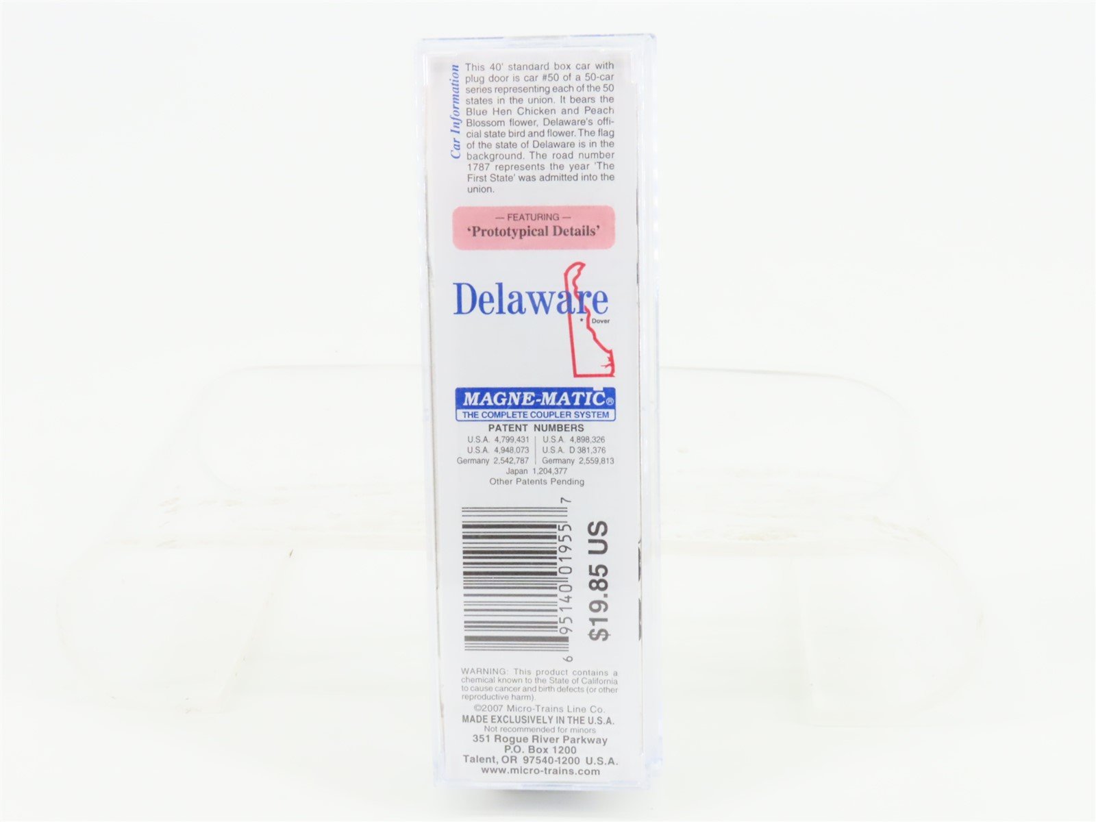 N Scale Micro-Trains MTL 02100414 DE Delaware State 40' Plug Door Box Car #1787