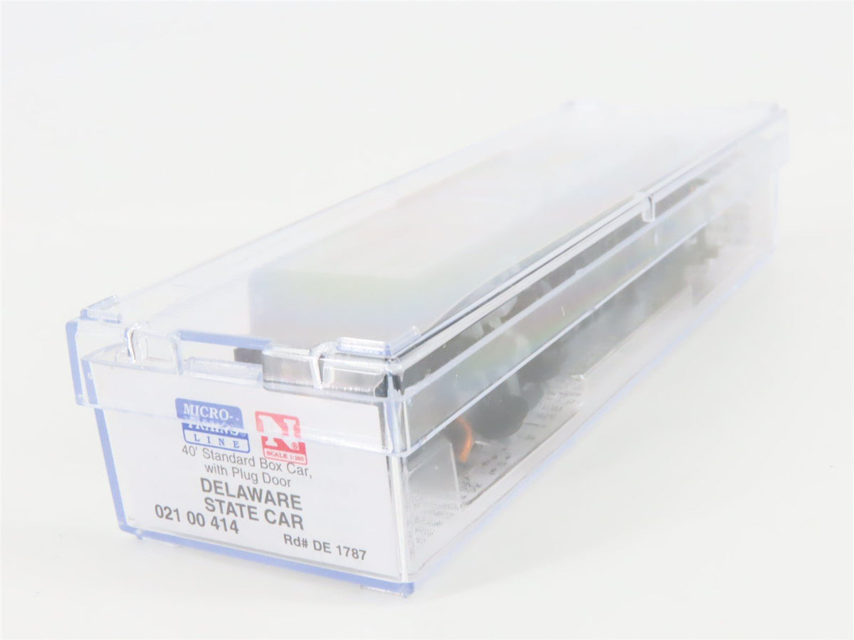 N Scale Micro-Trains MTL 02100414 DE Delaware State 40&#39; Plug Door Box Car #1787