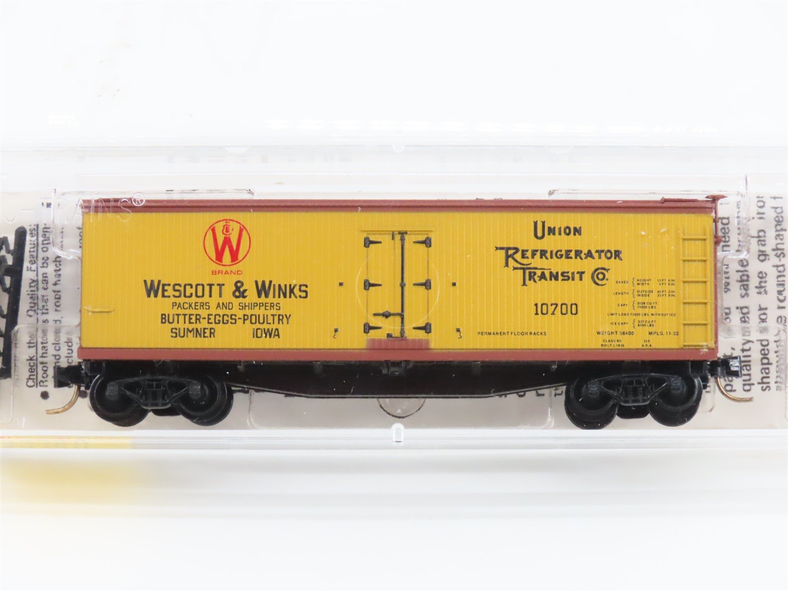N Scale Micro-Trains MTL 49380 URTC Wescott & Winks 40' Wood Reefer #10700