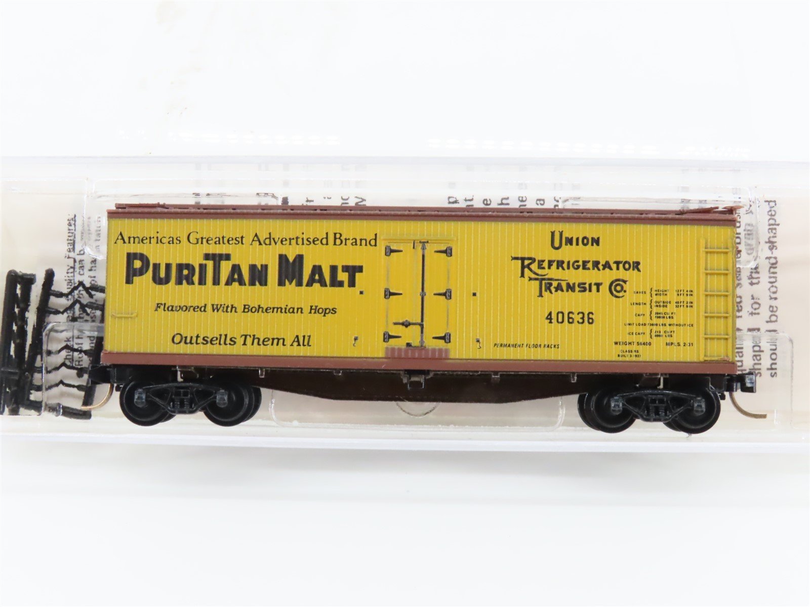 N Scale Micro-Trains MTL 49350 URTC Puritan Malt 40' Wood Reefer #40636