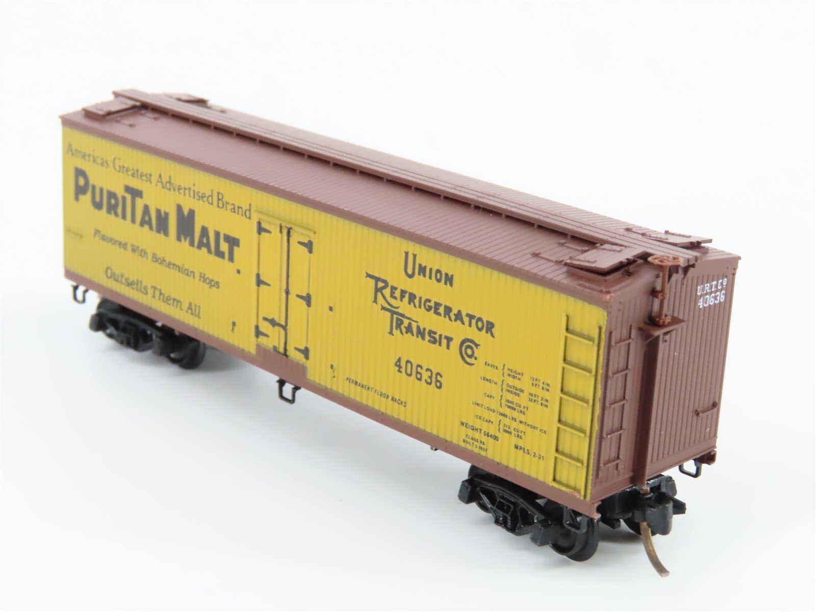 N Scale Micro-Trains MTL 49350 URTC Puritan Malt 40' Wood Reefer #40636