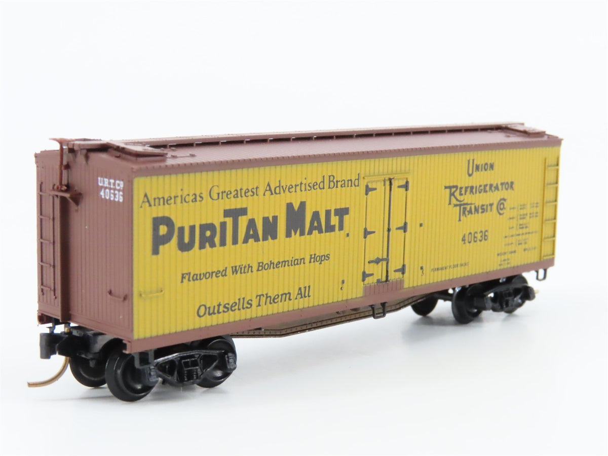N Scale Micro-Trains MTL 49350 URTC Puritan Malt 40&#39; Wood Reefer #40636