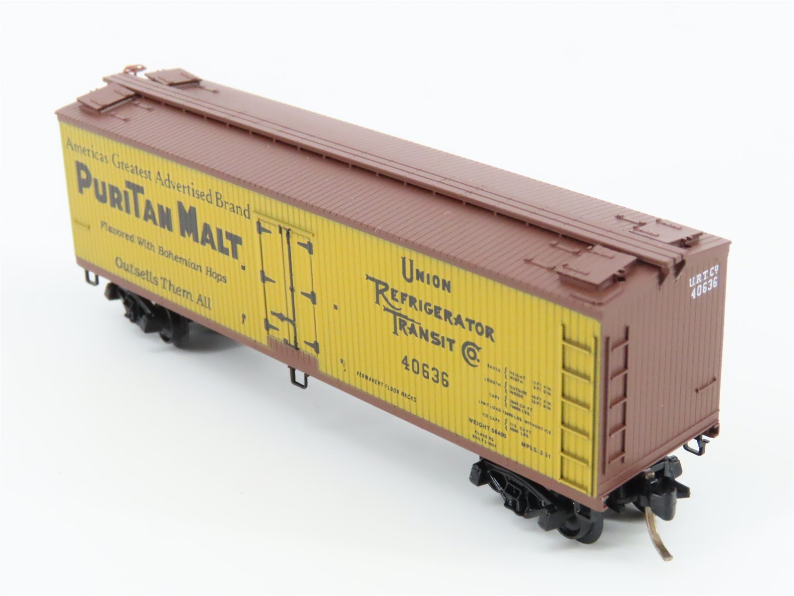 N Scale Micro-Trains MTL 49350 URTC Puritan Malt 40' Wood Reefer #40636