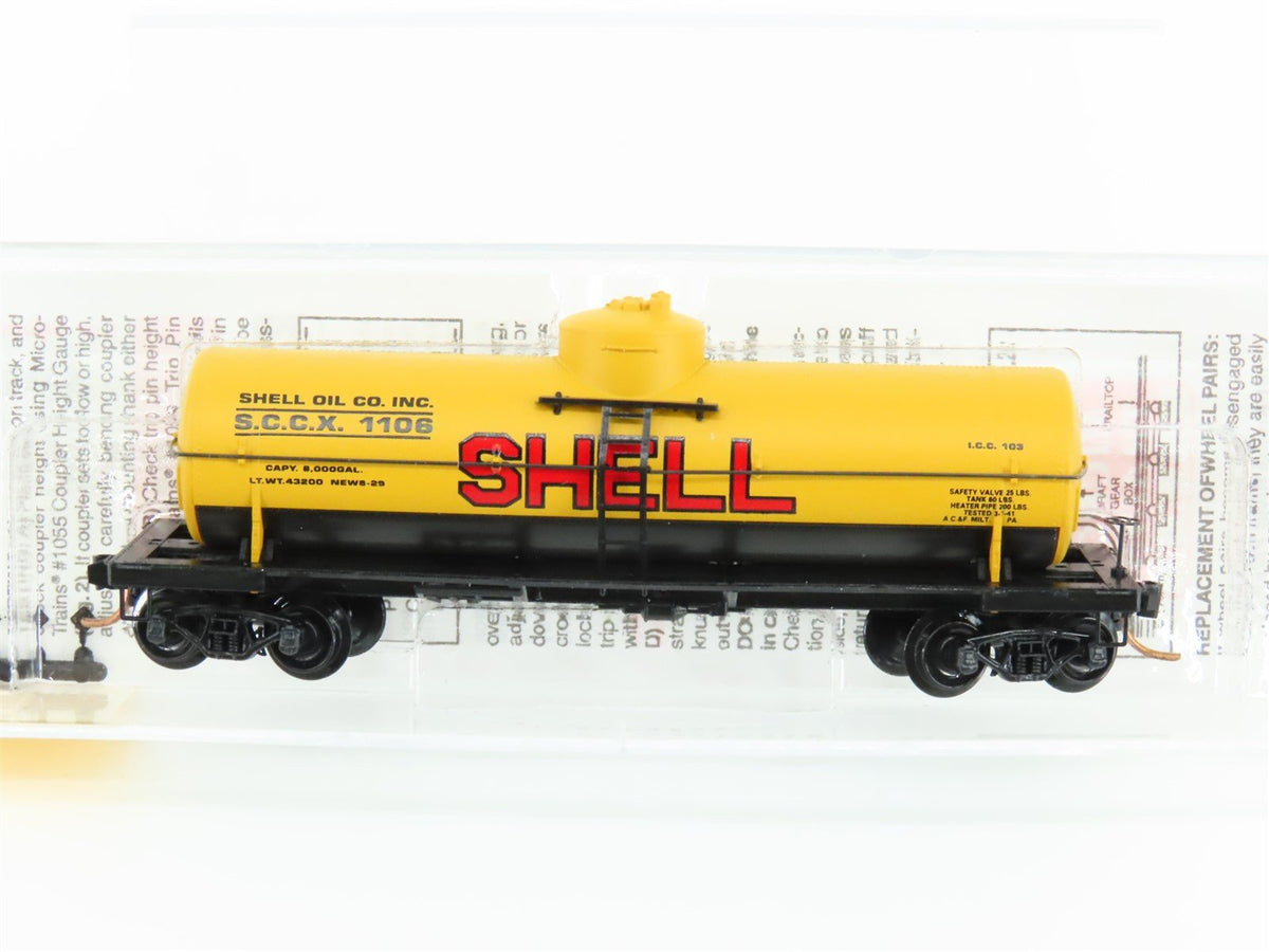N Micro-Trains MTL 65090/1 SCCX Shell Oil Company 39&#39; Single Dome Tank Car #1106