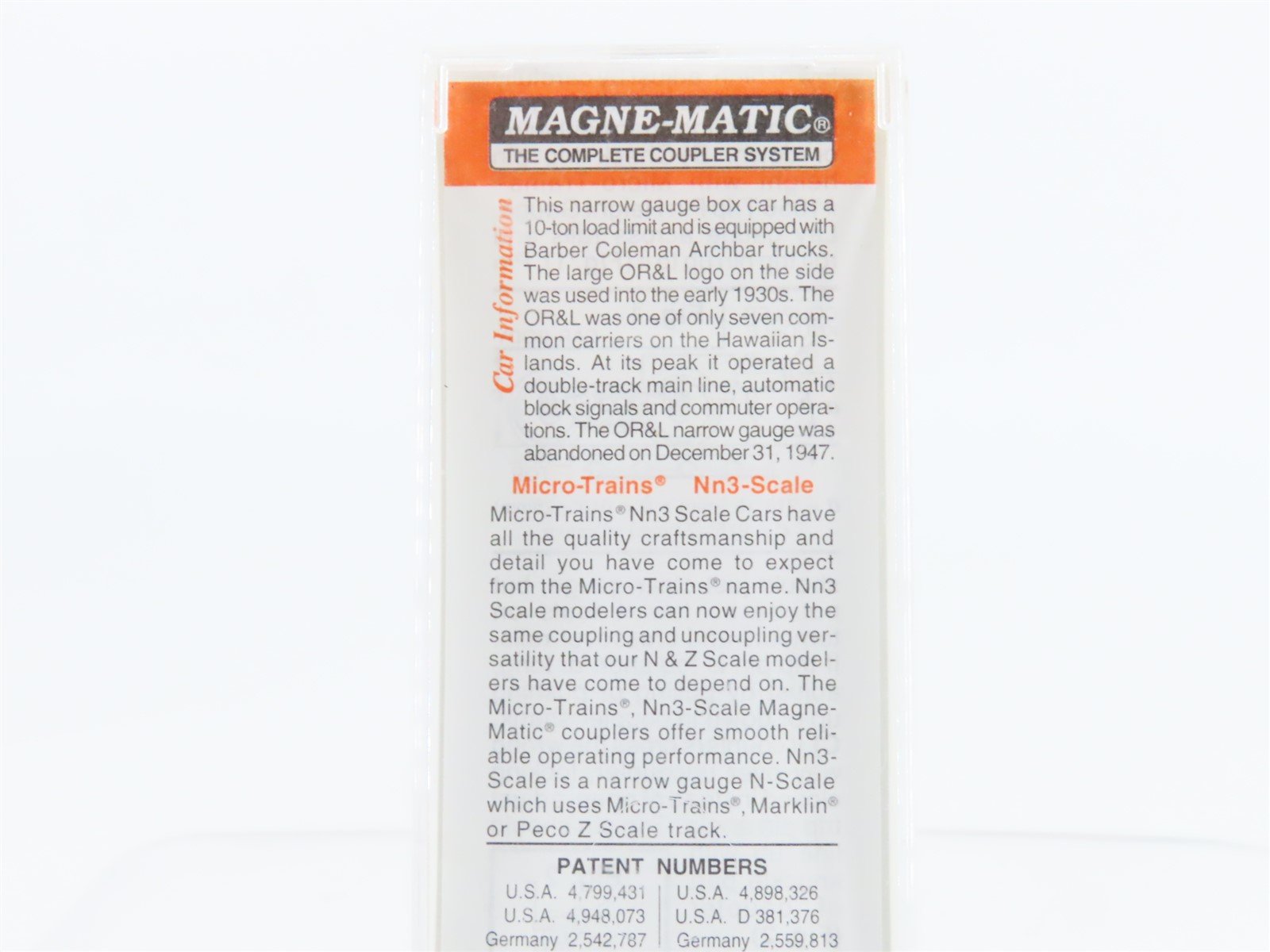 Nn3 Scale Micro-Trains MTL 15103 OR&L Oahu Railway & Land 30' Box Car #325