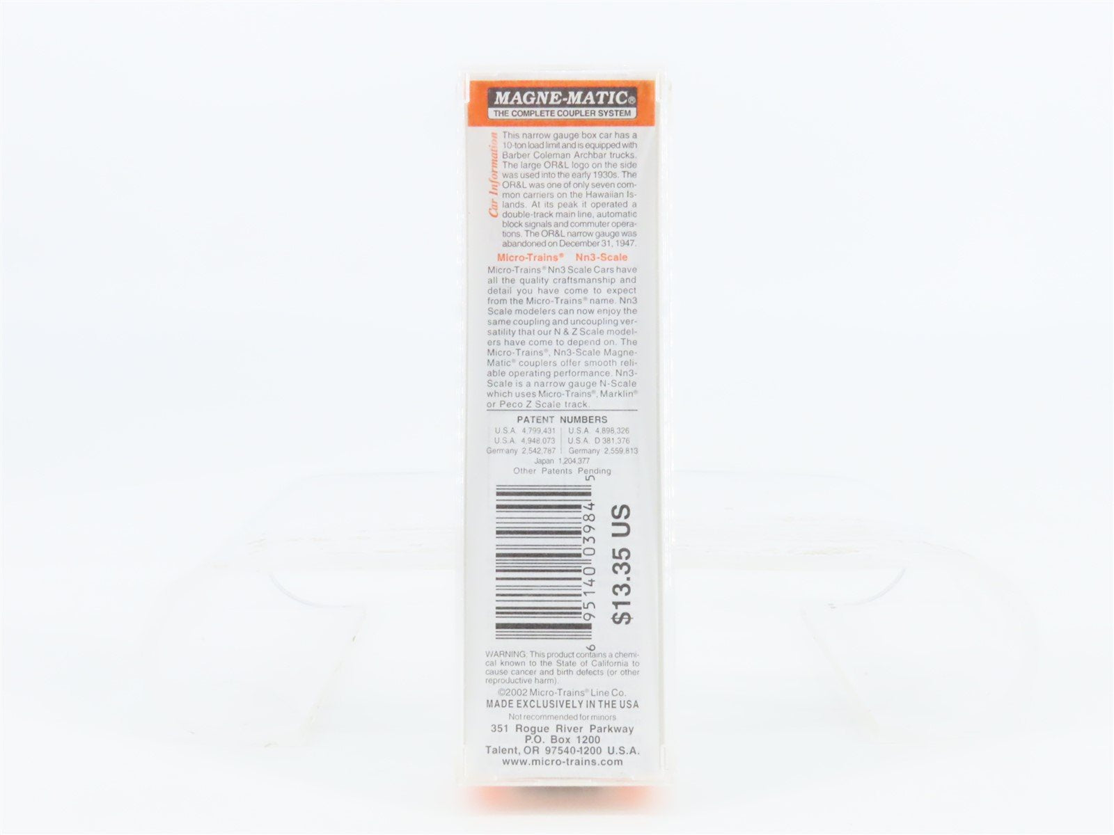 Nn3 Scale Micro-Trains MTL 15103 OR&L Oahu Railway & Land 30' Box Car #325