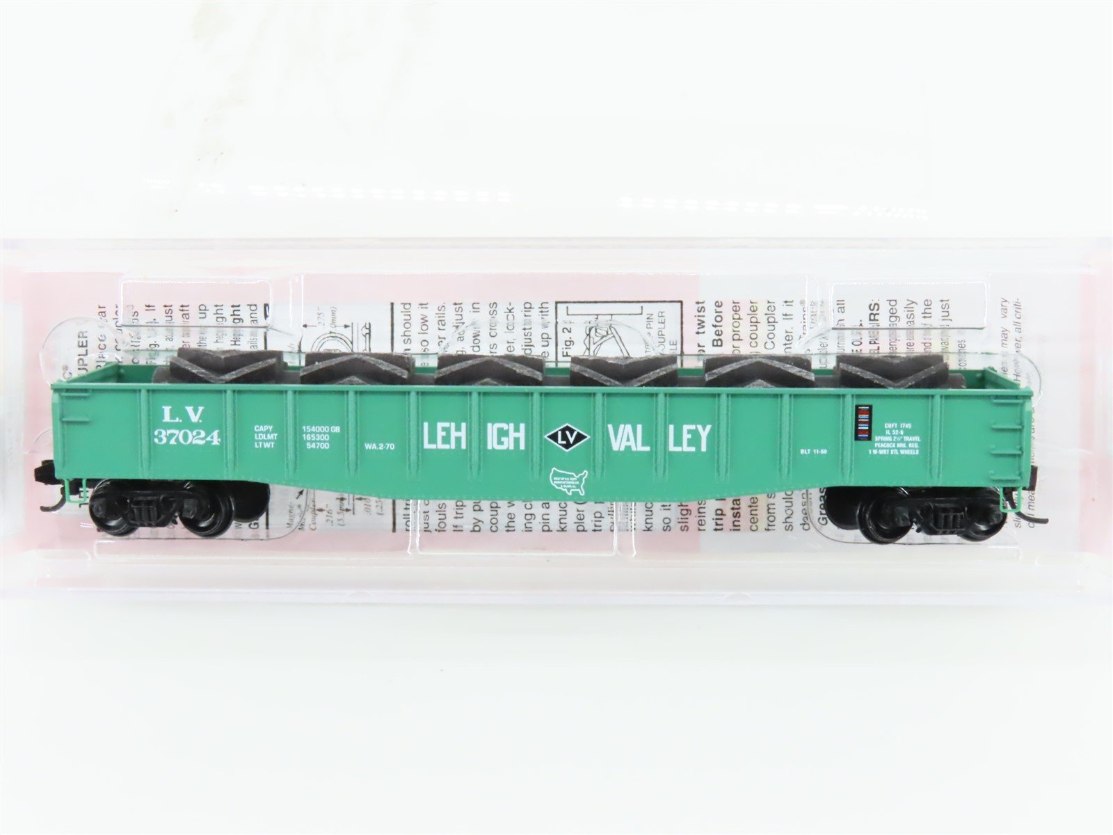 N Scale Micro-Trains MTL NSE 06-24 LV Lehigh Valley 50' Gondola #37024 w/ Load