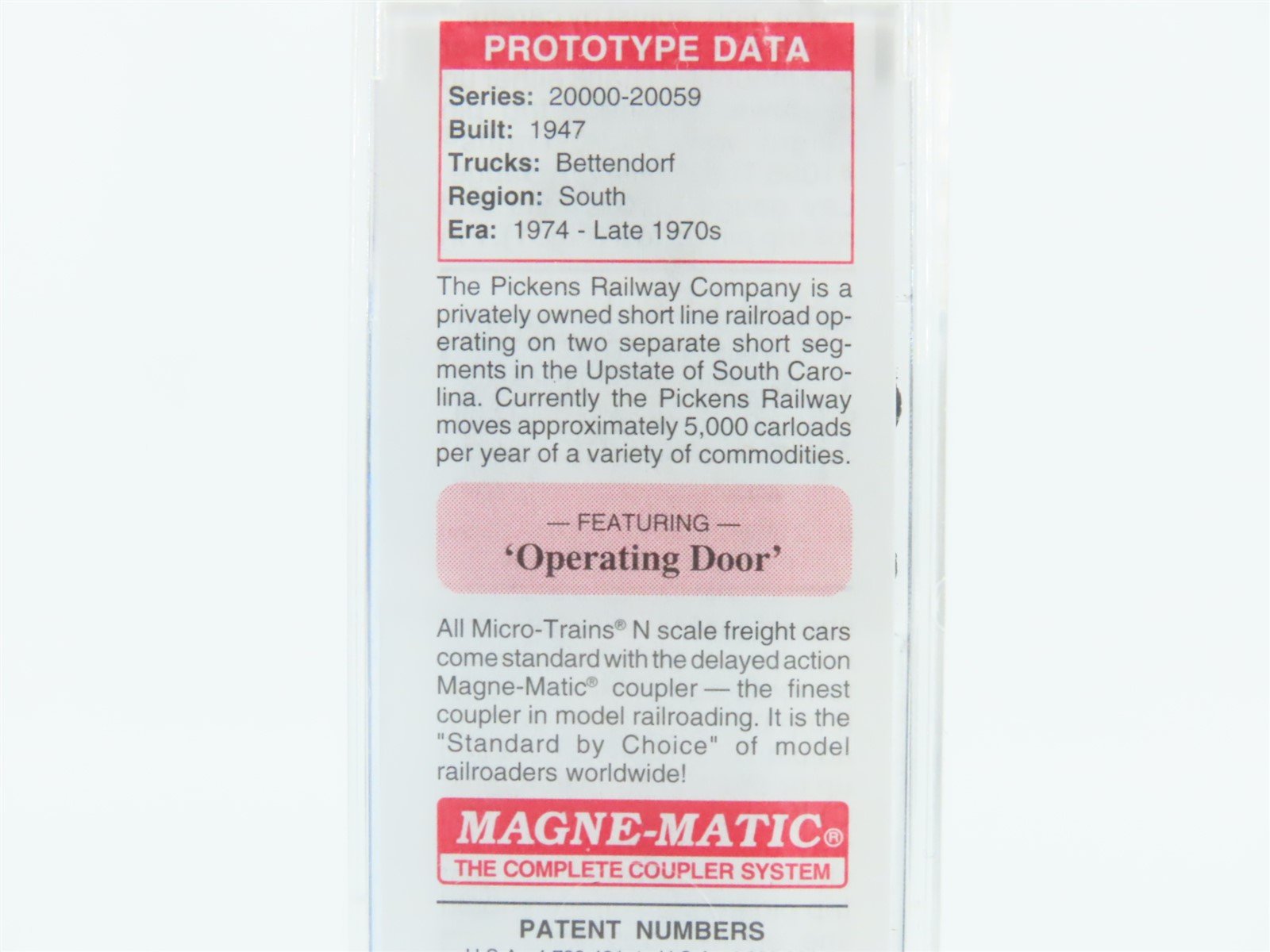 N Micro-Trains MTL 02400140 PICK Pickens Railroad 40' Single Door Box Car 20039